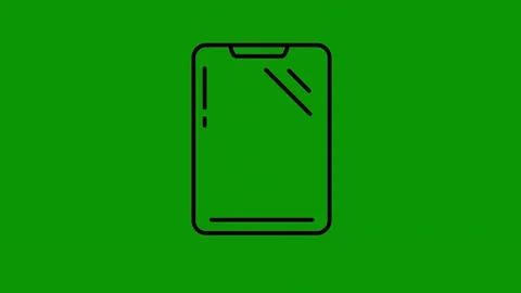 Green screen background light switch line drawing phone black outline icon Stock Footage 314067710