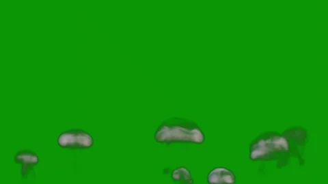 Green screen background the lot smoke coming out bunch mushrooms some clouds Stock Footage 314067189