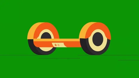 Green screen background an orange black roller hove pair wheels wheel animated Stock Footage 314067149