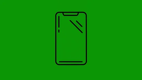 Green screen background phone icon line drawing black outline animated chromakey Stock Footage 314067441