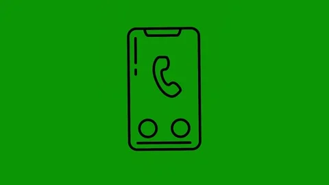 Green screen background phone line drawing icon animated chromakey background Stock Footage 314067416