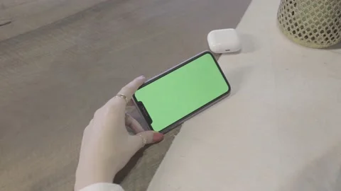 Green screen background on phone screen Log Video I 4K Stock Footage 227435147