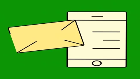 Green screen background piece paper yellow envelope an email phone the animated Stock Footage 314067350