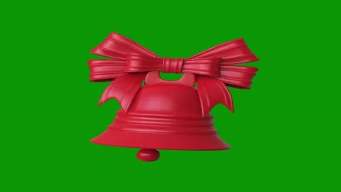 Green screen background red object bell bow christmas animated chromakey Stock Footage 314067559