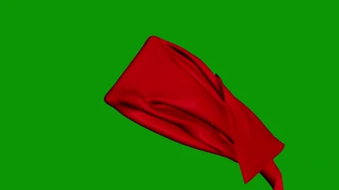 Green screen background red ribbon cloth flying the wind cloak animated Stock Footage 314066900