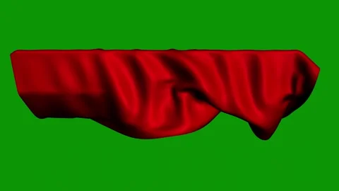 Green screen background red ribbon waving flag cloth animated chromakey Video stock 314066906