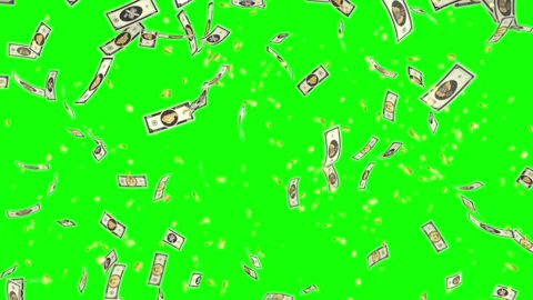 Green screen background with scattered dollar bills for financial presentation Stock Footage 346198518
