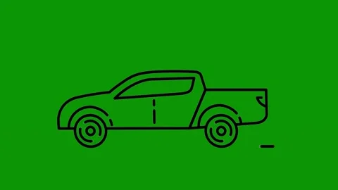 Green screen background toy car drawing line truck black pickup animated Stock Footage 314067459
