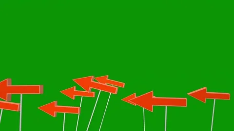Green screen background two arrows pointing opposite directions bunch red arrow Video stock 314067550