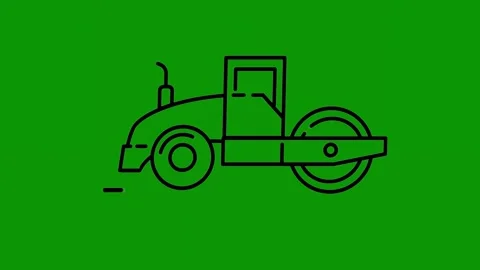 Green screen background two circles one circle line drawing motorcycle tractor Stock Footage 314067408