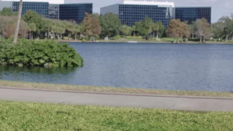 Green Screen Background Video 50mm Blurred Shot of City Park 2 Stock Footage 260735348