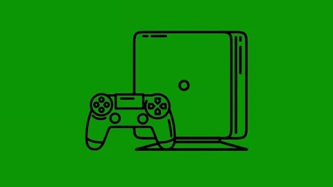 Green screen background video game controller anphone black line drawing Stock Footage 314067496