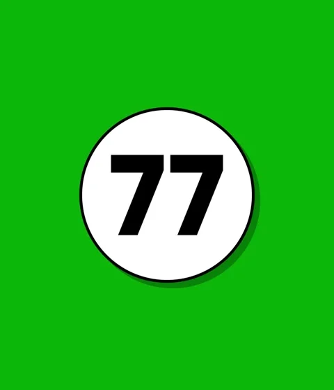 Green screen background with white circle and number 77 appearing for countdo 스톡 동영상 332396565