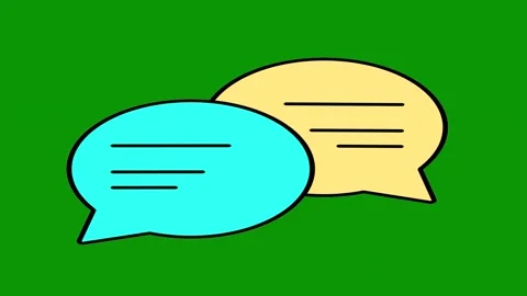 Green screen background yellow speech bubble two bubbles animated chromakey Stock Footage 314067332