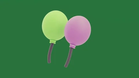 Green screen balloon on two balloons pair of green screen emotion illustration Video stock 335980317