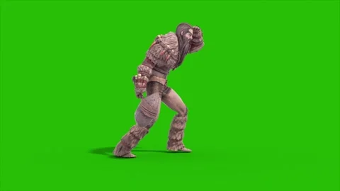 Green Screen Barbarian Warrior Die Side 3D Animation Rendering CGI 4K Stock Footage 340222231