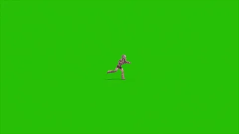 Green Screen Barbarian Warrior Runs Side 3D Animation Rendering CGI 4K Stock Footage 340222259