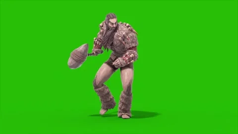 Green Screen Barbarian Warrior Walkcycle Loop Front 3D Animation Rendering C Stock Footage 340222268