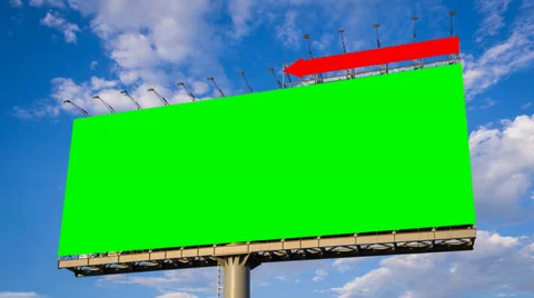 Green screen big billboard and cloud float in sky time lapse (4K) Stock Footage 38045170