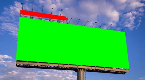 Green screen big billboard and cloud float in sky (4K time lapse) Stock Footage 38168931