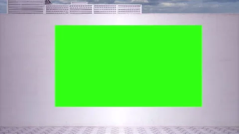 Green Screen Billboard Mockup on White Wall Rooftop for Advertising, Zoom In 库存影片 336709093