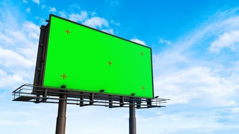 Green Screen Billboard with Sky Background Illustrazione stock