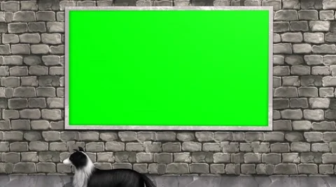 Green Screen billboard on stone wall Stock Footage 46395080