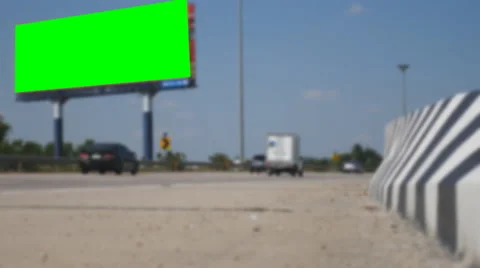 Green screen billboard with Traffic on high way road with blue sky Stock Footage 61358835