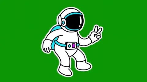 Green screen bird an astronaut background spacesuit animated chromakey Stock Footage 314067641