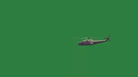 Green screen black cat helicopter flying in the sky cartoonish frame scene Stock Footage 336051121