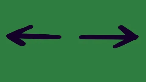 Green screen black circle an arrow pointing to the left two arrows in opposite Stock Footage 336052832