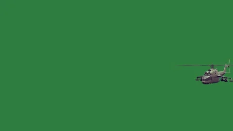 Green screen black helicopter flying in the sky air small plane over through Stock Footage 336053718