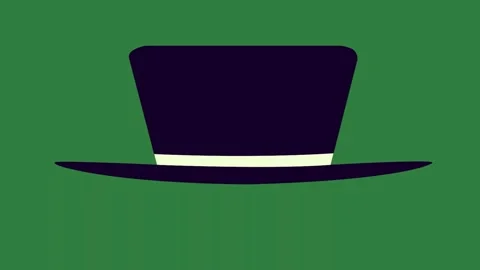 Green screen black top hat on motion movement creative frame scene design Stock-Footage 335146857