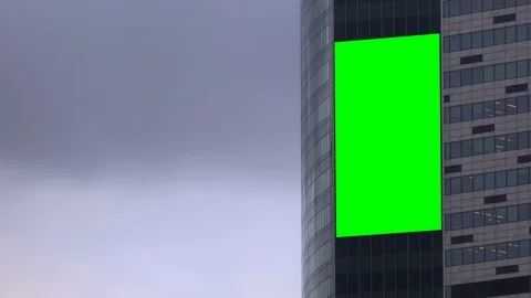 Green screen blank billboard on a modern skyscraper Video stock 118810448