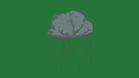 A green screen with blue cloud on it and lightning coming out of rain falling Stockbeeldmateriaal 335681526
