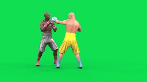 Green Screen Boxers Fight in the Ring, Super Combo Boxe 3D Animation Renderi Stock Footage 303999914
