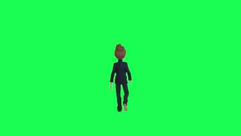 Green screen boy in formal suit walking back angle chroma key 動画素材 259822748