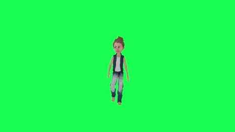 Green screen boy in jeans walking around chroma key isolated front angle Stock Footage 259822624
