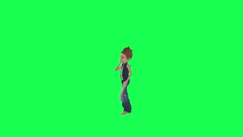 Green screen boy makes a phone call right angle chroma key isolated Stock Footage 259822692