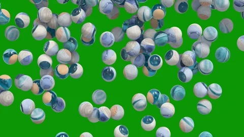 Green screen bunch balloons floating in air blue lots marbles large pile Stock Footage 314068332