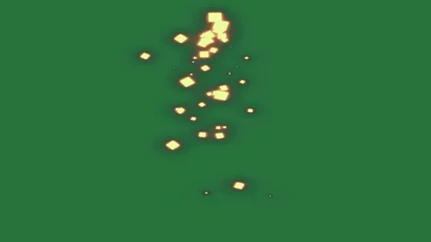 A green screen with bunch of cubes on it and background orange fire in the Stock Footage 335682172