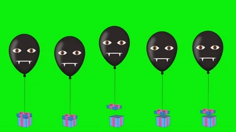 Green Screen Bunch on Green Screen - Balloons Line Stock Footage 342789311