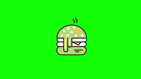 Green Screen Burger Icon Simple Logo Stock Footage 277871319