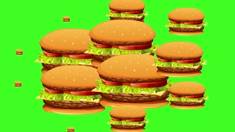 Green Screen Burger Transition Pack. Burger Transitions Pack Stock Footage 203969161