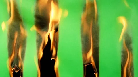Green screen burning. ideal for a nice organic transition Stock Footage 112610542