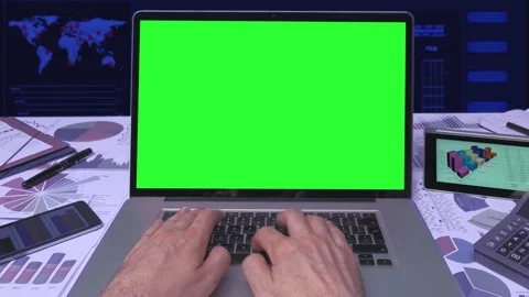 Green Screen Business Computer  스톡 동영상 200714393
