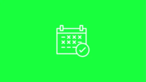 Green screen calendar icon with checklist mark for organization and planning Stock Footage 331502917