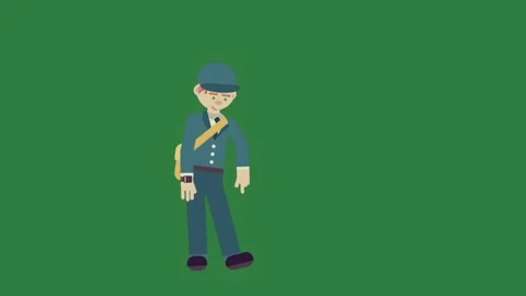 A green screen with cartoon character on it and man standing in front of blue Stock Footage 335691571