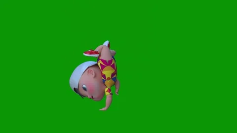 Green screen cartoon character small animal wearing hat standing flying Stock Footage 314068512