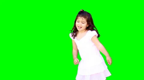 Green Screen Child Dance happy girl smiling cute princess daughter Stockbeeldmateriaal 10731907